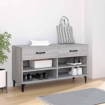 vidaXL Schoenenkast 102x35x55 cm bewerkt hout grijs sonoma, Verzenden, Nieuw