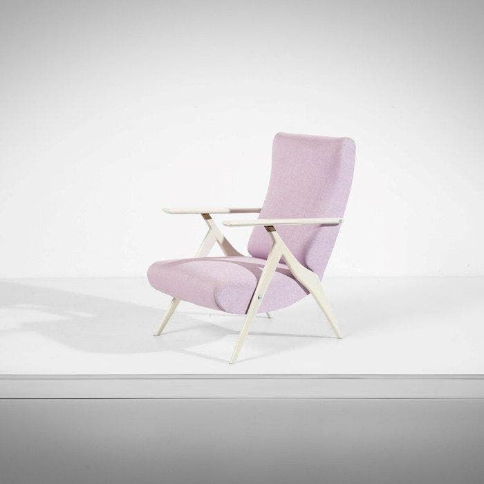 Antonio Gorgone - Fauteuil - Gegelakt hout, bekleed met stof, Antiek en Kunst, Antiek | Meubels | Stoelen en Banken