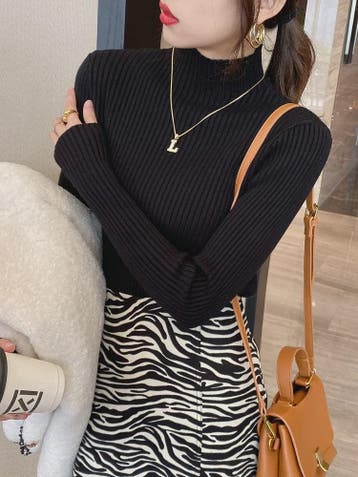 Elegante Dames Gebreide Basic Coltrui met Lange Mouwen - Sla, Kleding | Dames, Verzenden, Nieuw