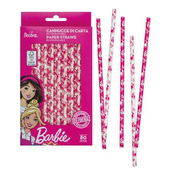 Drinkrietjes Papier Barbie 80st.**, Hobby en Vrije tijd, Verzenden, Nieuw
