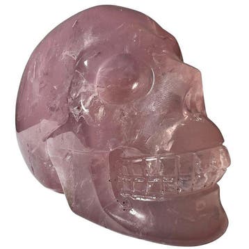 Schedel en roze kwarts Gravure - Hoogte: 70 mm - Breedte: 90