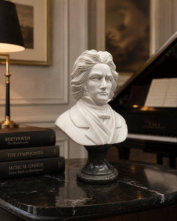 sculptuur, Marble: Ludwig van Beethoven - 30 cm - Marmer