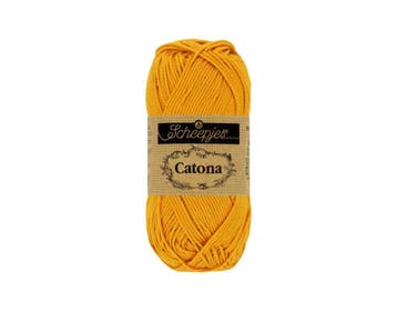 Scheepjes Catona - 10g - 249 Saffron - Haakgaren / Breigaren, Ophalen of Verzenden, Nieuw, Breien of Haken, Wol of Garen