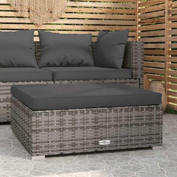 vidaXL Tuinvoetenbank met kussen 70x70x30 cm poly rattan, Verzenden, Nieuw