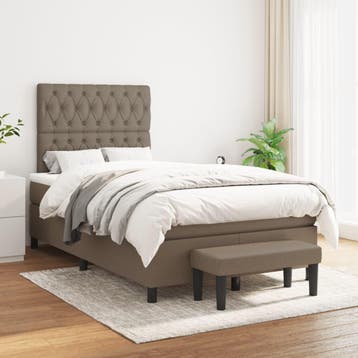 vidaXL Boxspring met matras stof taupe 120x200 cm, Verzenden, Nieuw, Twijfelaar, 120 cm