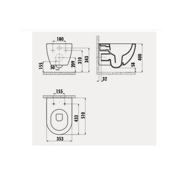 Wandcloset Creavit met Bidet Keramiek Mat Zwart (Excl., Ophalen of Verzenden, Nieuw