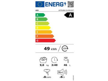 AEG LR75U964 - Wasmachine - 9kg - Energielabel A - Geschikt, Witgoed en Apparatuur, Wasmachines, Verzenden, Zo goed als nieuw