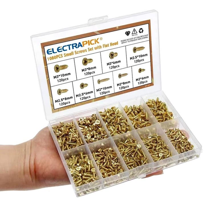 1080 stuks kleine kruiskop houtschroeven, goudkleurig, Doe-het-zelf en Verbouw, Gereedschap | Handgereedschap, Nieuw, Ophalen of Verzenden