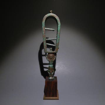 Oud-Egyptisch Brons Fijn, mooi sistrum van Bes, Hathor en
