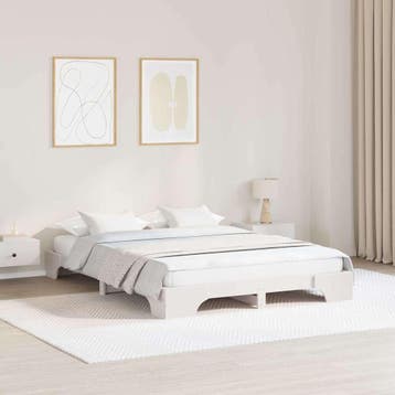 vidaXL Bedframe Wit 150 x 200 cm Massief grenenhout, Verzenden, Nieuw, Wit, Hout