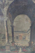 Nederlandse school (XVII) - Scena di festa ambientata in un, Antiek en Kunst, Kunst | Schilderijen | Klassiek