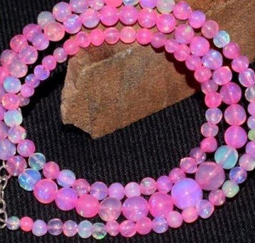 Opaal Collier A++ Minerale Naturale Met Ronde Parels- 10 g -