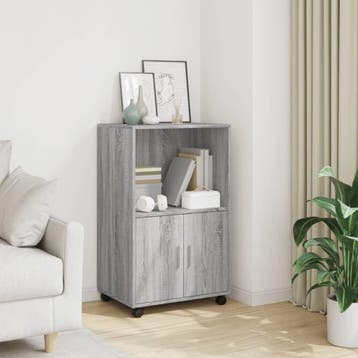 vidaXL Rolkast 55x40x91 cm bewerkt hout grijs sonoma, Verzenden, Nieuw, 50 tot 100 cm, Minder dan 100 cm
