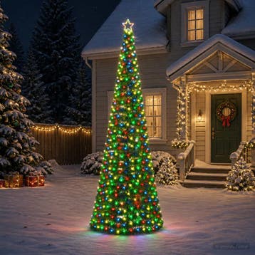 vidaXL Led-kerstboom met tinsel en grondpen EKENAS 300 cm, Diversen, Verzenden, Nieuw