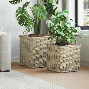vidaXL Plantenmand met opslag GENDT 2 st Natuurlijk grijs, Verzenden, Nieuw