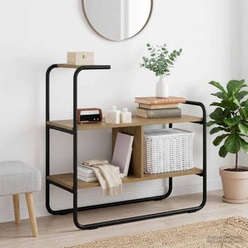 vidaXL Consoletafel Artisanaal eiken 80 x 35 x 75 cm Bewerkt, Huis en Inrichting, Tafels | Salontafels, Verzenden, Nieuw, Overige houtsoorten