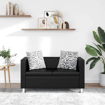 vidaXL Tweezitsbank kunstleer zwart, Huis en Inrichting, Verzenden, Leer, Minder dan 150 cm, Nieuw