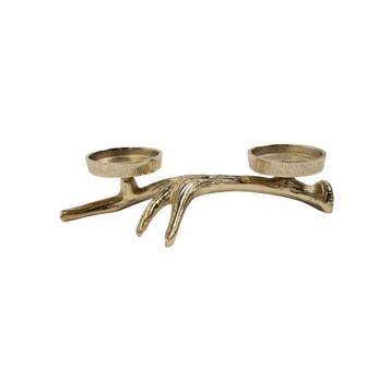 Theelicht Standaard gewei 2 goud 7,5x28x17cm, Verzenden, Nieuw