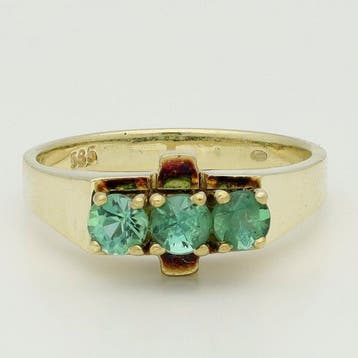Ring - 14 karaat Geel goud Smaragd, Nieuw