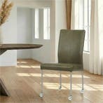 Leren eetkamerstoel Comfort met wieltjes - Granada Moss, Ophalen of Verzenden, Nieuw, Leer, Modern