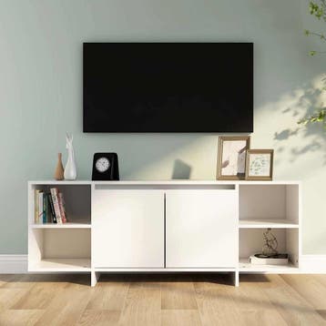 vidaXL Tv-meubel 130x35x50 cm bewerkt hout wit, 100 tot 150 cm, Verzenden, Nieuw, Minder dan 100 cm