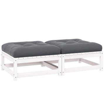 vidaXL Tuinvoetenbanken 2 st met kussens massief grenenhout, Tuin en Terras, Verzenden, Nieuw