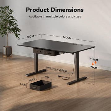 Zit sta bureau - Elektrisch - Verstelbaar - 140x80cm - Zwart, Huis en Inrichting, Bureaus, Verzenden, Zo goed als nieuw
