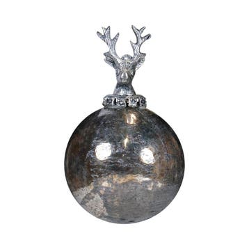 decoratie bal hert antiek zilver 10cm, Verzenden, Nieuw