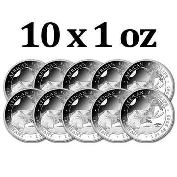Somalië. 100 Shilling 10 x 2023 1 oz African Wildlife