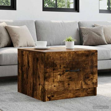vidaXL Salontafel met lade Gerookt eiken 49 x 50 x 37 cm, Verzenden, Nieuw, Overige houtsoorten, 50 tot 100 cm