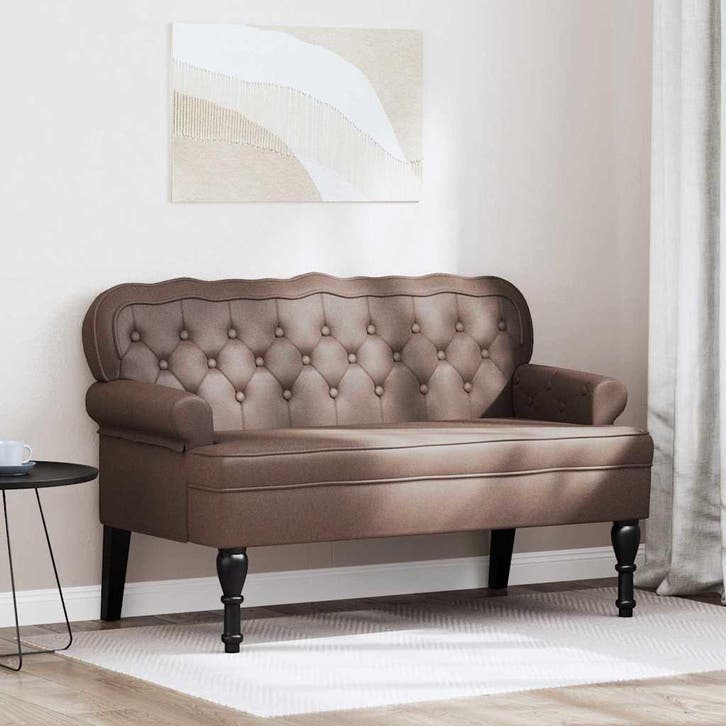 vidaXL Chesterfield Bank Bruin 119,5 x 64,5 x 75 cm Nep Leer, Huis en Inrichting, Banken | Bankstellen, Nieuw, Minder dan 150 cm