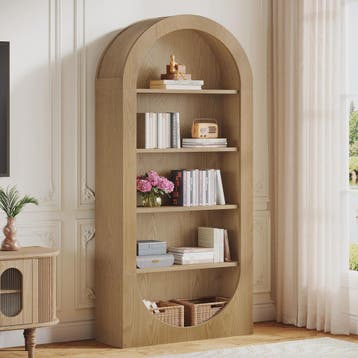 Hoge Boekenkast met 5 etages en boogontwerp - Stijlvolle Hou, Huis en Inrichting, Verzenden, Nieuw