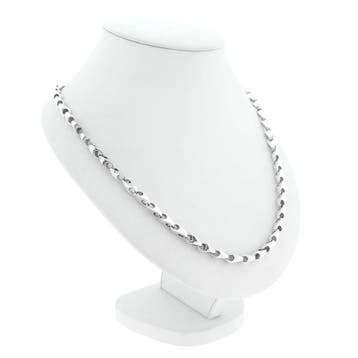 Zilveren fantasie schakelketting, Sieraden, Tassen en Uiterlijk, Kettingen, Ophalen of Verzenden, Gebruikt, Zilver, Zilver
