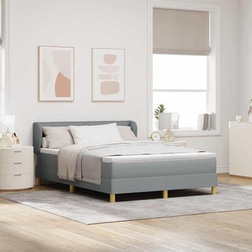 vidaXL Boxspringbed met matras Lichtgrijs 140 x 200 cm Stof, Huis en Inrichting, Slaapkamer | Bedden, Verzenden, Nieuw, Stof