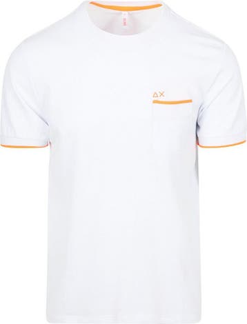 Sun68 Piqué T-Shirt Fluo Stripe Wit maat L Heren, Maat 52/54 (L), Verzenden, Wit, Nieuw