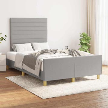 vidaXL Bedframe zonder matras 120x200 cm stof lichtgrijs, Verzenden, Nieuw, Twijfelaar, 120 cm
