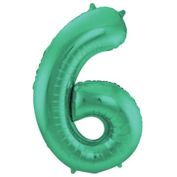 Folie Ballon cijfer 6 Metallic Groen 86 cm, Verzenden, Nieuw, Feestartikel, Verjaardag