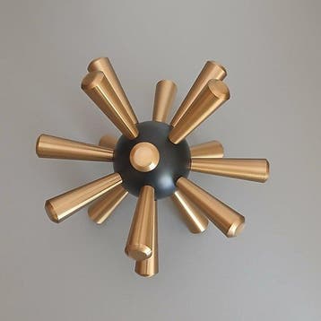 sculptuur, Oursin noir et or - 17.5 cm - Metaal