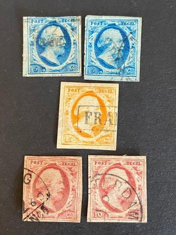 Nederland 1852 - Koning Willem III 3e uitgifte - 5c (twee, Gestempeld