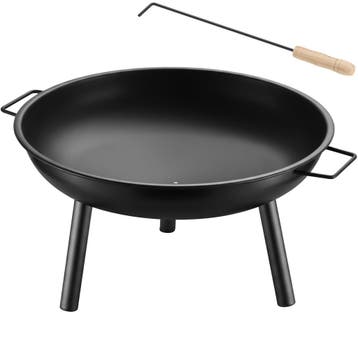 Vuurkorf Diablo van hittebestendig staal met pook - zwart, Tuin en Terras, Verzenden, Nieuw