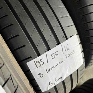 2 x Bridgestone Turanza T005 195-55-16 Zomerbanden 5,5mm, Gebruikt, 16 inch, Ophalen of Verzenden, Band(en)