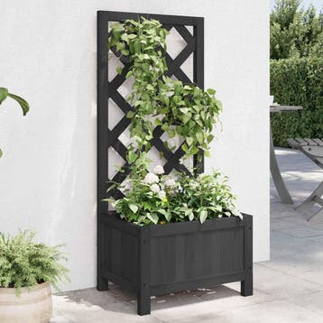 vidaXL Plantenbak met latwerk 40x30x90 cm massief vurenhout, Verzenden, Minder dan 60 cm, Nieuw, 60 cm of meer