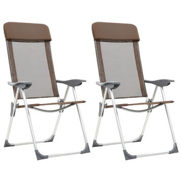 vidaXL Campingstoelen 2 st inklapbaar aluminium bruin, Caravans en Kamperen, Verzenden, Nieuw