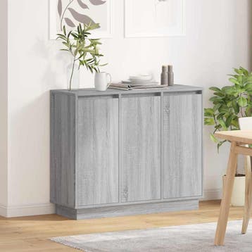 vidaXL LED Sideboard Grijs Sonoma 90 x 32 x 75 cm Bewerkt, Minder dan 50 cm, Verzenden, Nieuw, Minder dan 100 cm
