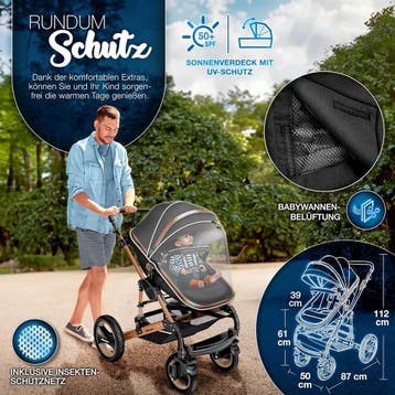 Kinderwagen 3 in 1 - Buggy - Wandelwagen - Kinderbuggy - Cha, Verzenden, Zo goed als nieuw