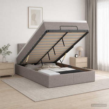 vidaXL Ottoman bed met matras met hoofdeinde Taupe 120 x 200, Huis en Inrichting, Slaapkamer | Bedden, Verzenden, Nieuw