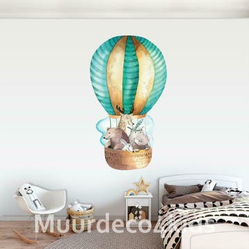 Luchtballon met dieren muursticker XXL, babykamer, 149x85, Verzenden, Nieuw, Wanddecoratie