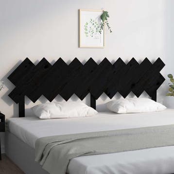 vidaXL Hoofdbord 196x3x80,5 cm massief grenenhout zwart, Verzenden, Nieuw, Zwart, Hout