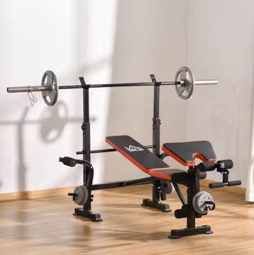 Verstelbare Halterbank –Fitnessbank met Barsteun en Beenkrul, Verzenden, Nieuw