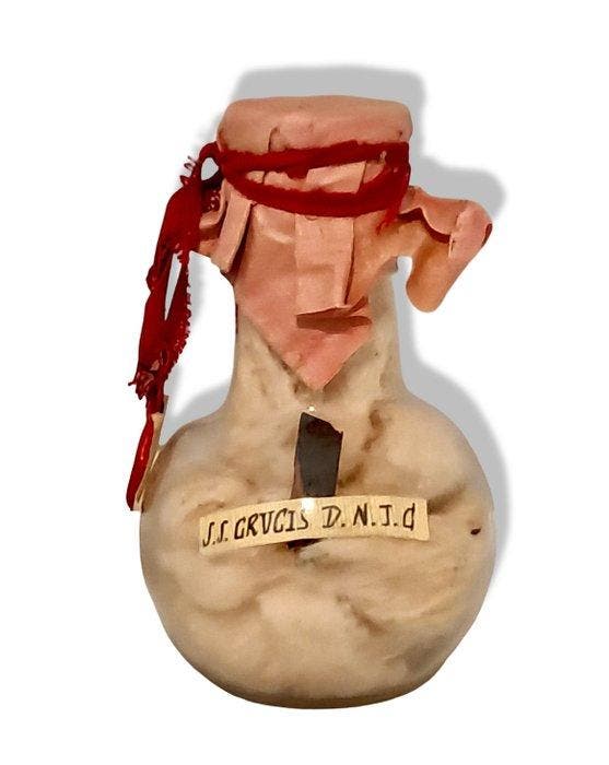 Reliekhouder - Glas, Hout, Textiel - 1850-1900 - Heilige, Antiek en Kunst, Kunst | Niet-Westerse kunst